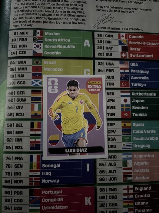 Extra sticker Luis Diaz panini wc 26