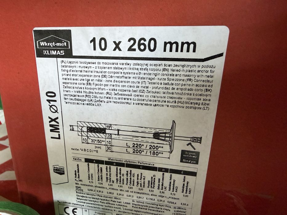 Diblu rozeta cui metalic pentru vata bazaltica. 10x260mm - 68 bucati