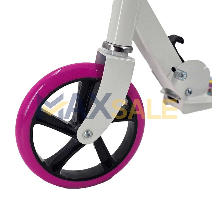 Тротинетка детска сгъваема скутер scooter бяло розово колело триколка