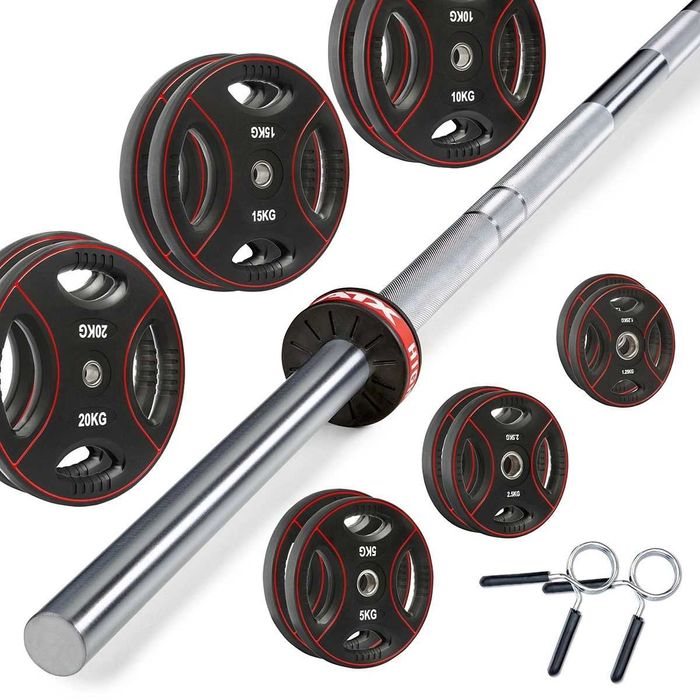 Комплект Щанга 120 кг 30 мм – Уретанови Дискове / Лост 200 см