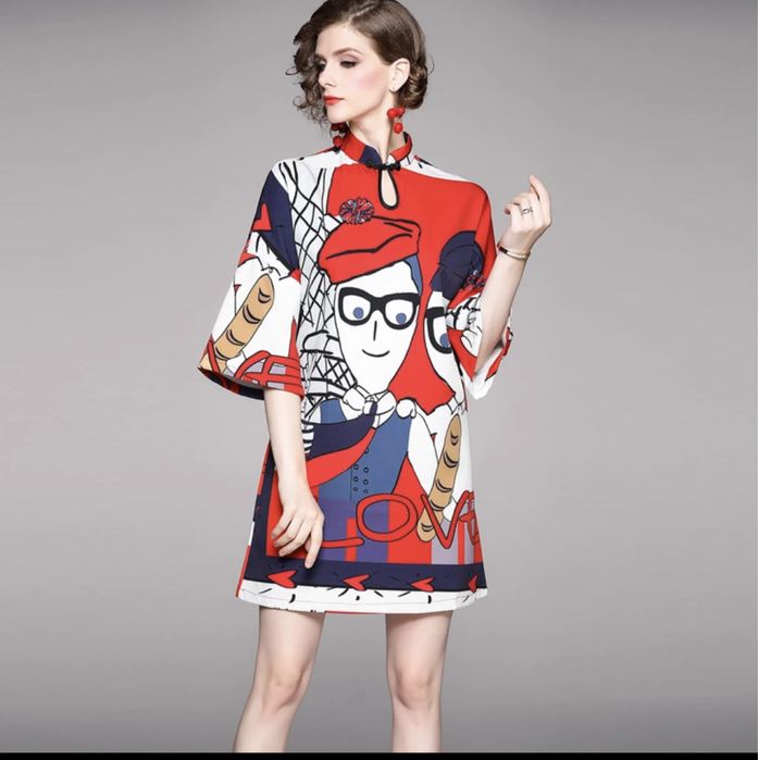 Къса рокля с принт S/M размер