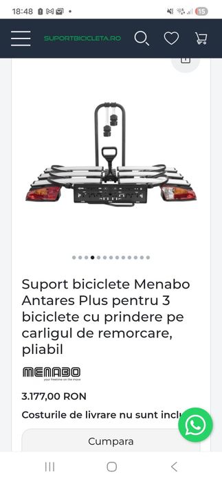Vand suport bicicleta (3 biciclete) Menabo Antares