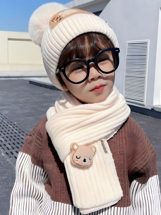 Шапка и шарф для детей, головной убор для детей