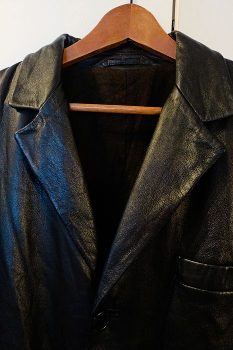 Trenci din piele neagră Scout, căptușeală din lână, stare foarte bună,