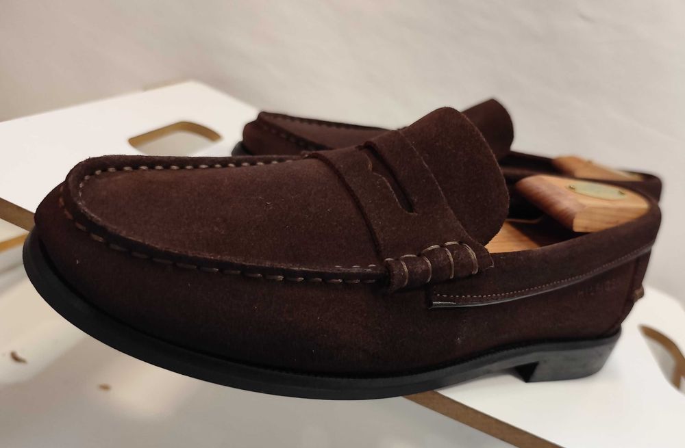 Pantofi loafer penny 41 premiun Tommy Hilfiger piele naturala suede moale maro