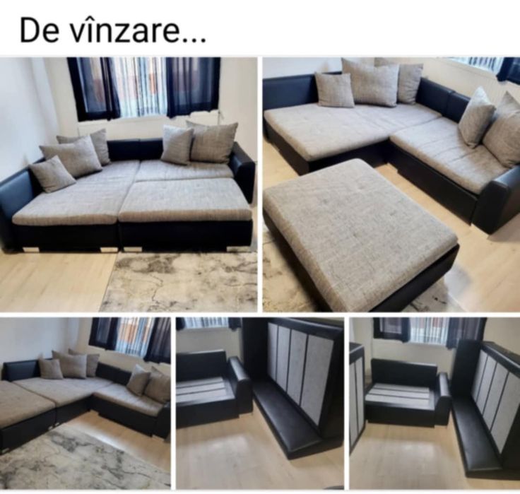 Colțar extensibil, perne incluse, aspect modern.