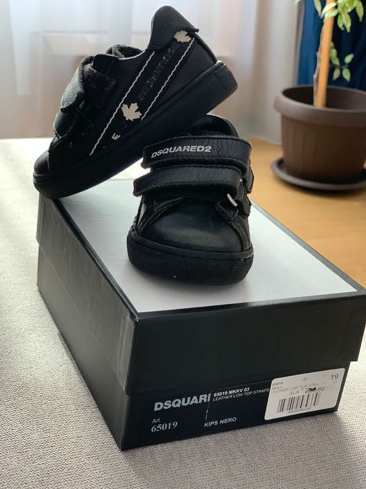 Tenisi Dsquared2 Junior din piele cu bandă cu siglă marimea 19