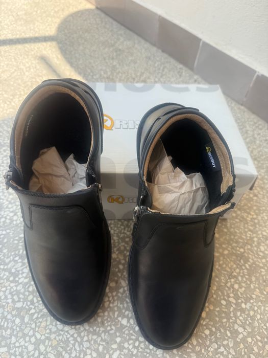 Черни кожени боти с топъл хастар 45 мъжки