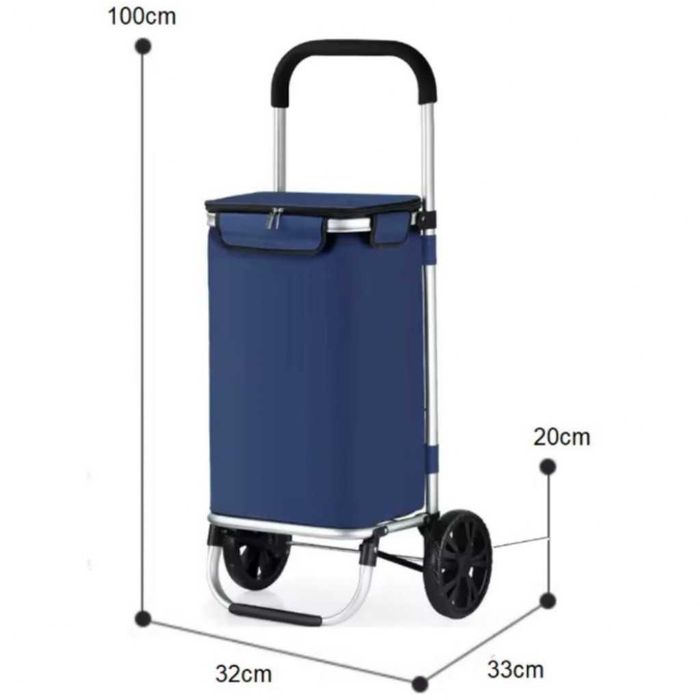 Количка за пазаруване в син цвят – 40 л, водоустойчива,  с 2 колела