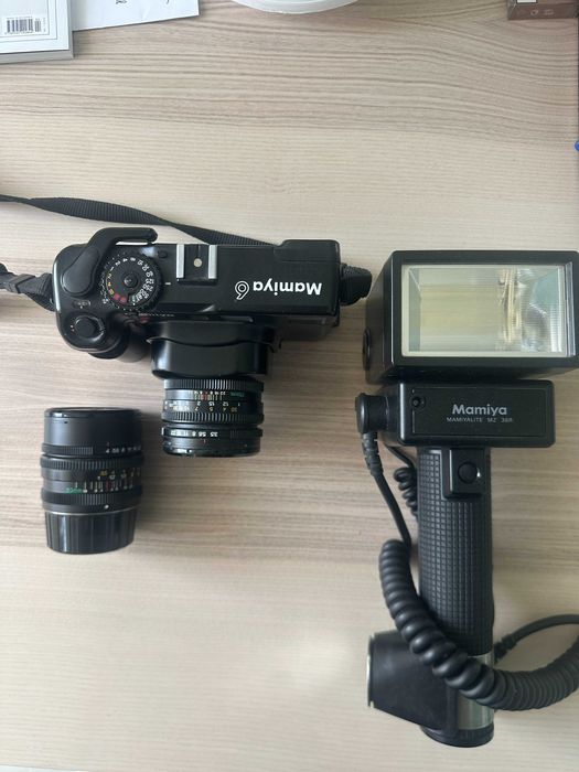 Лентов фотоапарат Mamiya 6 + обективи 50mm и 75mm +  Mamiyalite MZ 36R