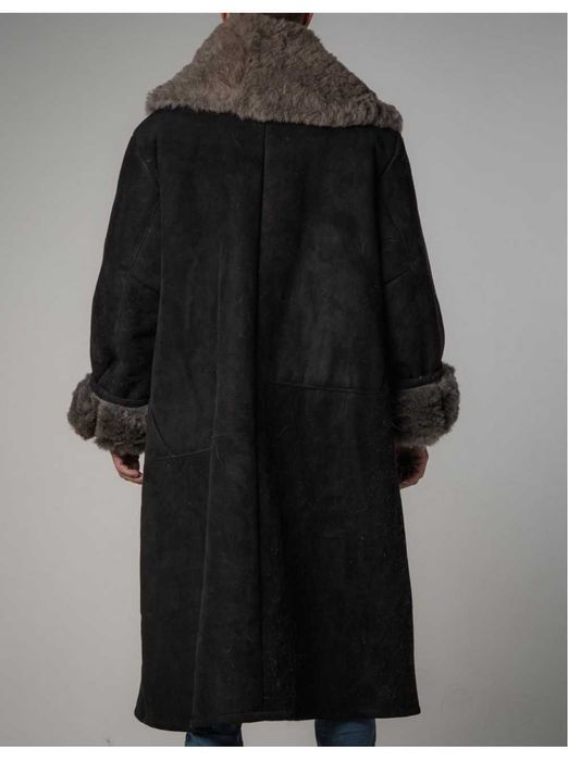 Тулуп из овчини, мужской, черный цвет, новый, теплый