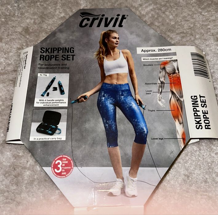 Coarda de sarit Crivit cu greutati detasabile pentru manere