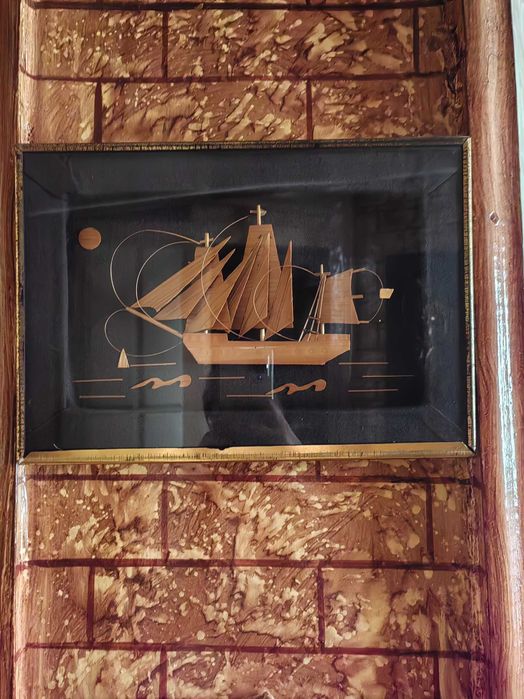 Панно чеканка , солома