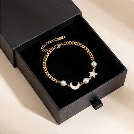 Cadou Ideal Premium Set Bratara Cercei Colier Otel Inox Placat Aur 18K