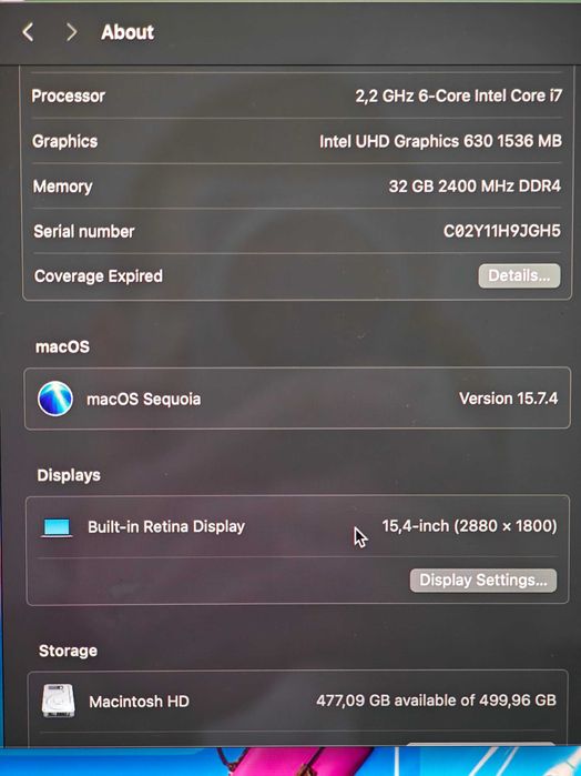 MacBook Pro 15 2018 i7, 32gb ram, touchbar, 500gb ssd, laptop apple