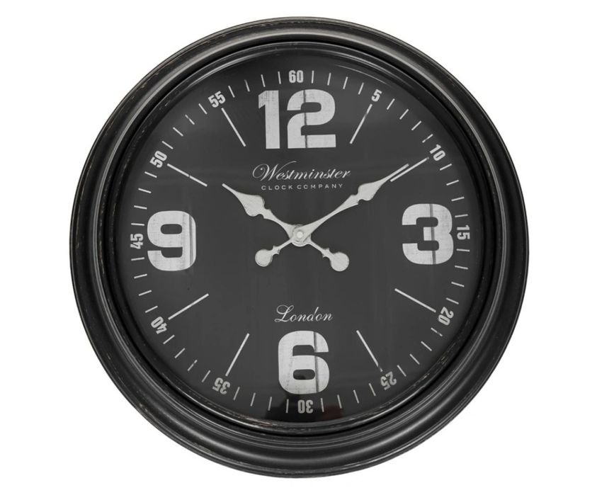 Стенен часовник Liberta, Дървен, Черен, 50 см