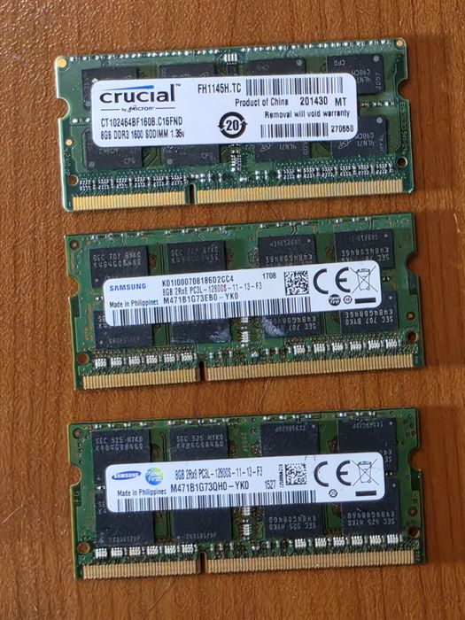 Ram ddr3 за лаптоп по 8gb всяка.