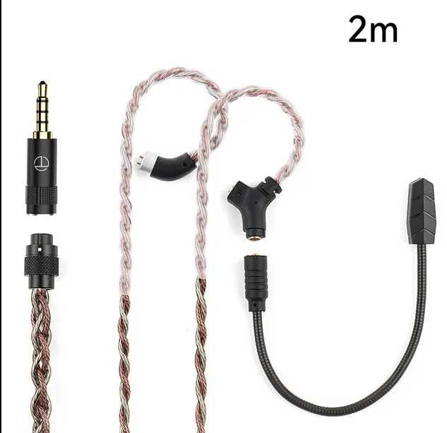 Кабель TRN RedChain Plus Gramr 3,5 с съемным микрофоном  1.2м и 2м KZ