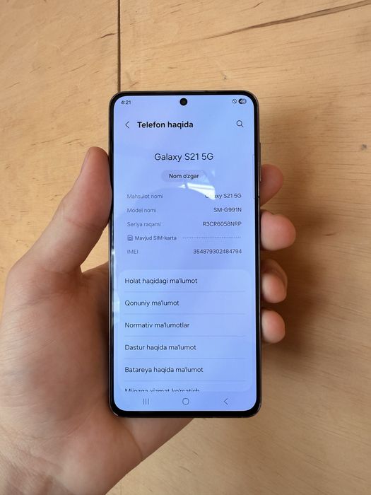 Samsung S21 5G (8/256 GB) ideal holatda srochna sotiladi
