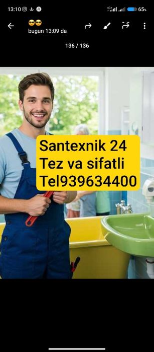 Сантехник хизмати 24/7 Santexnik xizmati