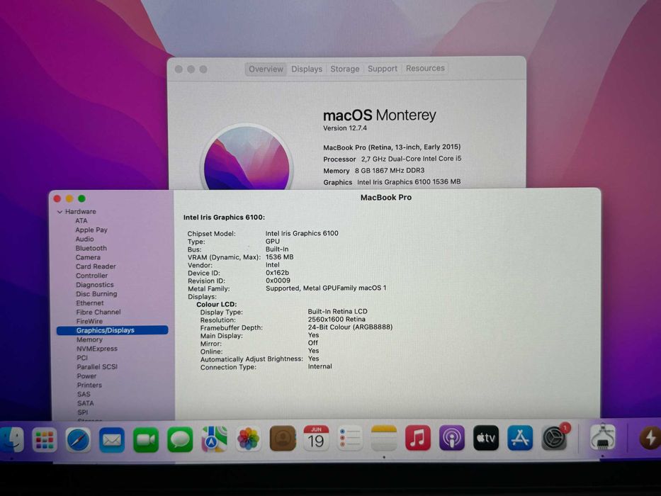 13.3' Retina Apple MacBook Pro 2015 Core i5 8GB RAM/256GB SSD/Бат 5ч