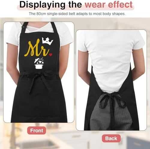 Нови Забавни регулируеми престилки двойка Mr Mrs, BBQ/кухня, 2 джоба