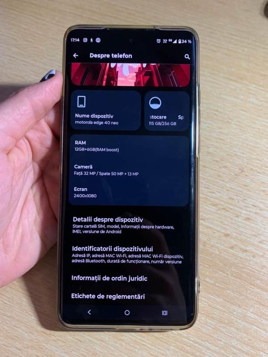 Motorola Edge 40 Neo 256GB, 12+6 RAM, super rapid, folie + husă