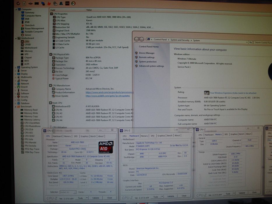 Kit mini itx AMD Gigabyte F2A88XN-Wifi CPU A10 7800 12core 8gb dd3