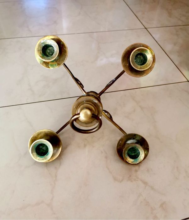 Антикварна масивна бронзова таванна лампа свещник подвижна лампа свещ