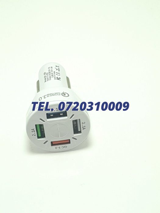 Incarcator Universal Masina Auto 4 Porturi Bricheta Usb Qc Fastcharge