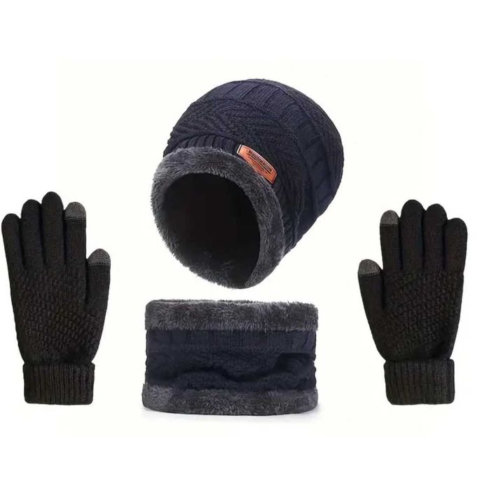 Зимна шапка и шал с подплата от полар