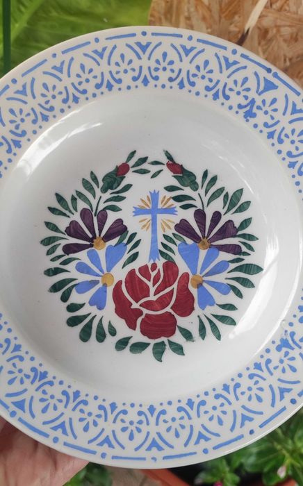 Rezervată Farfurie Veche Pictată Manual
