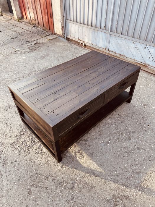 Холна маса масив RECLAIMED + метал – индустриален стил