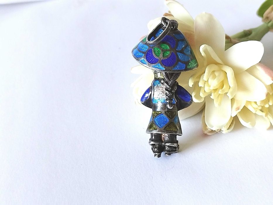 Email si argint masiv pandant