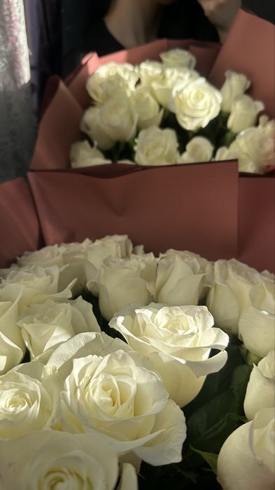 Цветы белые розы 25 штук свежие