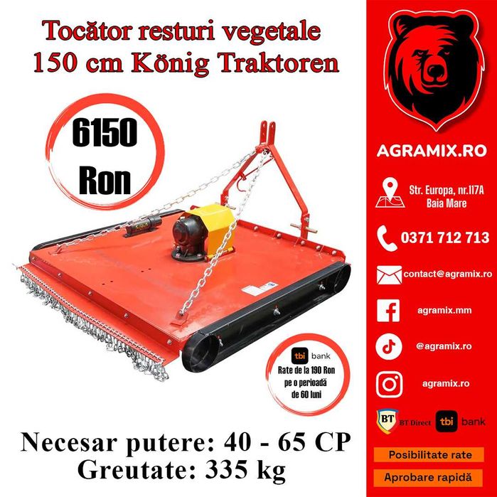 Tocatoare resturi vegetale orizontala latime 150 cm Agramix