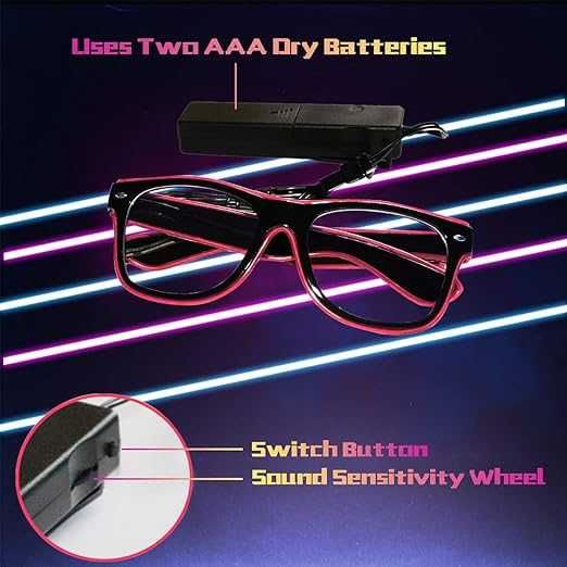 LED очила за косплей  клуб парти. 3 режима на светене