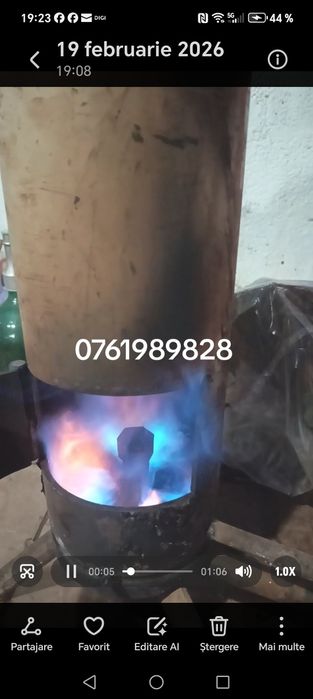 Sobă pe ulei ars din tablă de 5mm bună pentru garaje sau ateliere mici