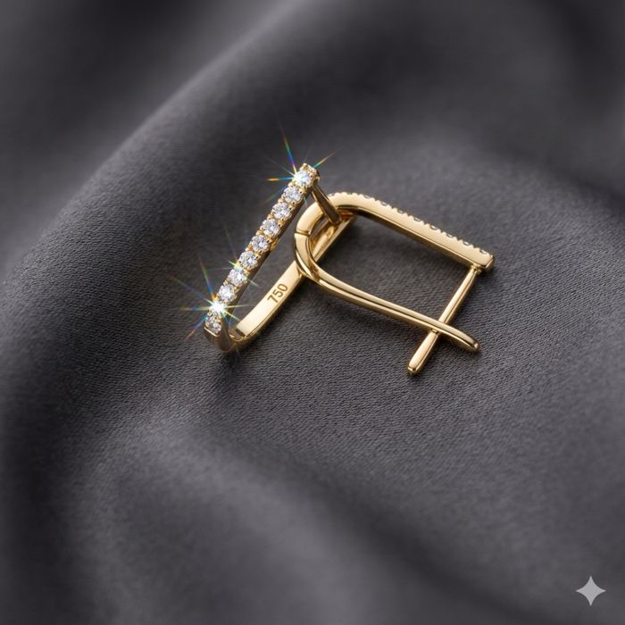 Золотые серьги 750 (18K) с бриллиантами | ОАЭ