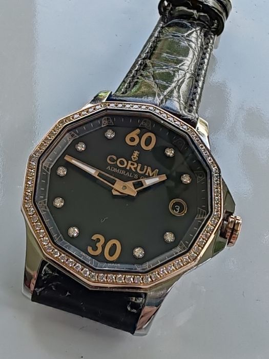 Ceas Corum Admiral Cup Aur-Otel Diamante Automatic 37 mm-Funcționează Impecabil!