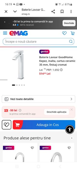 Baterie lavoar inalta Kepez