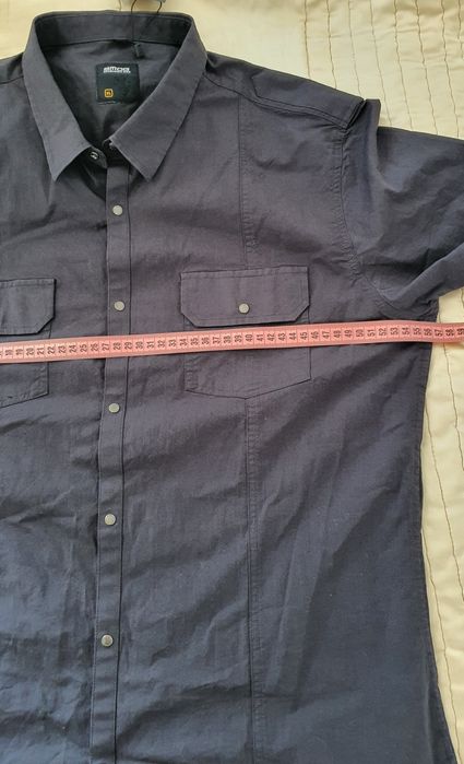 SMOG XL cămașă neagră slim fit denim elastic cu capse smart casual urban premium