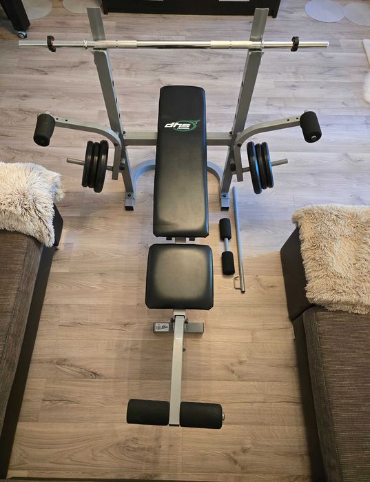 Banca fitness multifunctionala DHS, discuri cauciuc incluse