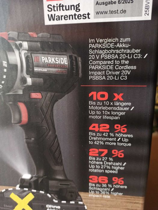 Masina de gaurit si insurubat cu percutie ParkSide Performance 20V