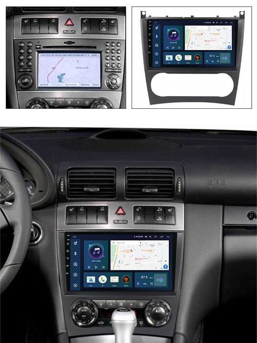 Navigatie Android 14 Mercedes C Class W 203 1/8 Gb Waze CarPlay Bt GPS