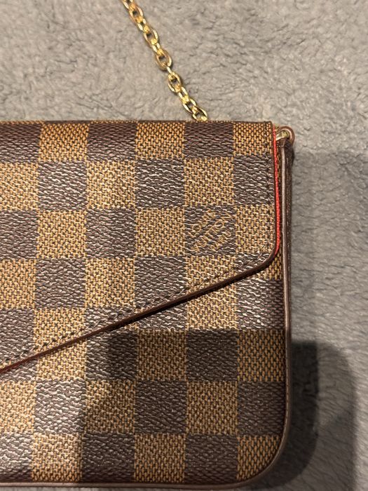LV pochette bag with gold chain