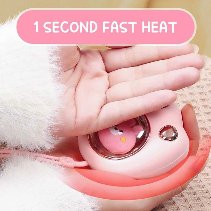 Incalzitor maini labuta de ursulet roz 8x5cm reincarcabil USB 1200mAh