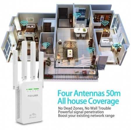 Безжичен WiFi Repeater 300Mbps,мрежов  усилвател PIX-LINK WR09