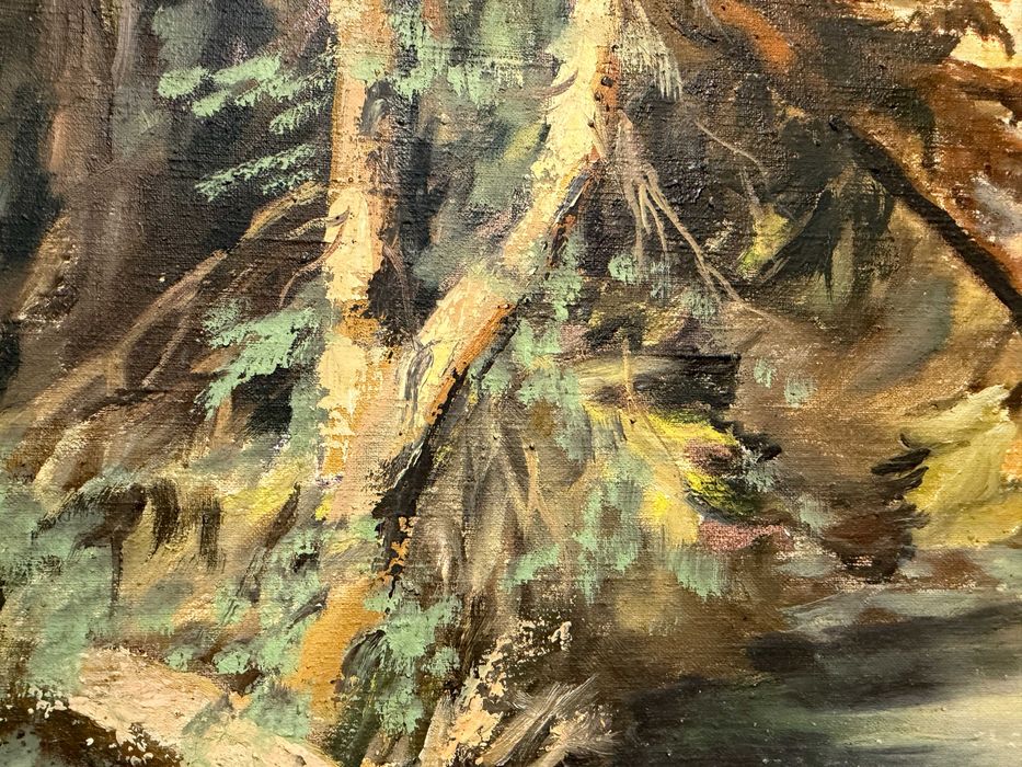 tablou pictura in ulei deosebit foarte vechi dim 70 cmx50cm panza ulei