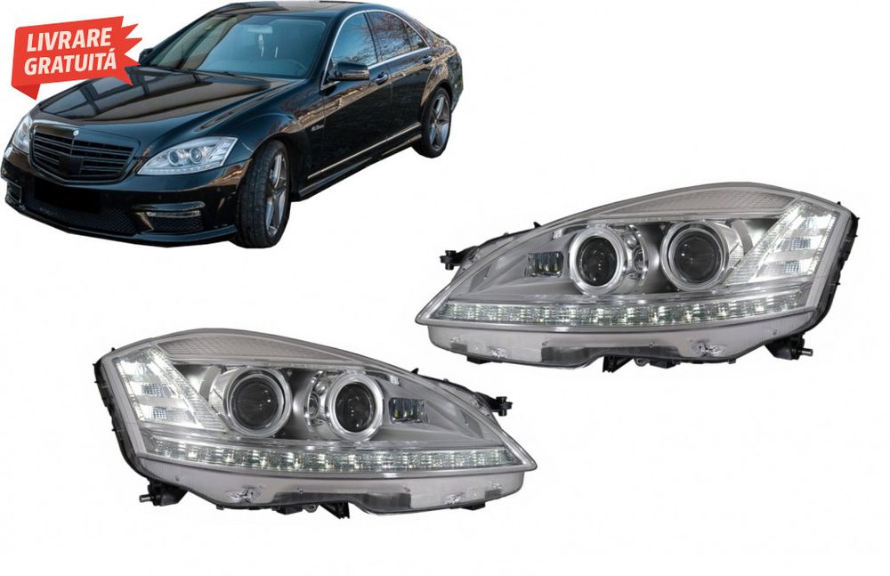 Faruri LED Mercedes Clasa S W221 (2005-2009) Facelift Look Semnalizare